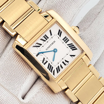 Cartier Tank Francaise Midsize 25mm Yellow Gold Roman Ladies Watch W50003N2 1821 Travel Box/Booklet