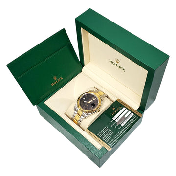 2010 Rolex Datejust II Black Roman Dial 2-Tone Yellow Gold/Steel 41mm Watch 116333 Box Papers