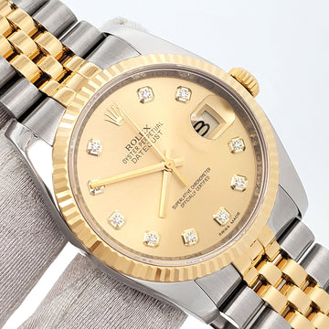 Rolex Datejust Factory Champagne Diamond Dial 2-tone Yellow Gold/Steel Jubilee 36mm Watch 116233