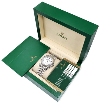 2014 Rolex Datejust 36mm White Roman Dial White Gold Fluted Bezel Steel Jubilee Watch 116234 Box Papers