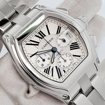 Cartier Roadster XL Chronograph 43mm Silver Roman Steel Watch W62019X6 2618