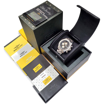 Breitling Super Avenger Chronograph 48mm Black Dial Steel Watch A13370 Box Papers