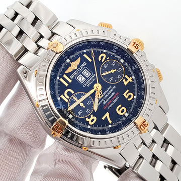Breitling Crosswind Special Limited Edition Black Arabic Dial Gold/Steel 44mm Watch B44356