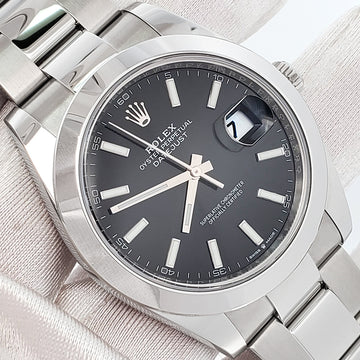 2023 Rolex Datejust 41mm Black Index Dial Steel Oyster Watch 126300 Box Papers