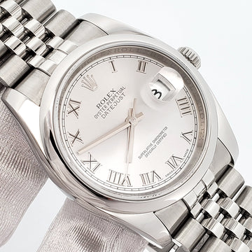 Rolex Datejust 36mm Gray Roman Dial Steel Jubilee Watch 116200 Box Papers