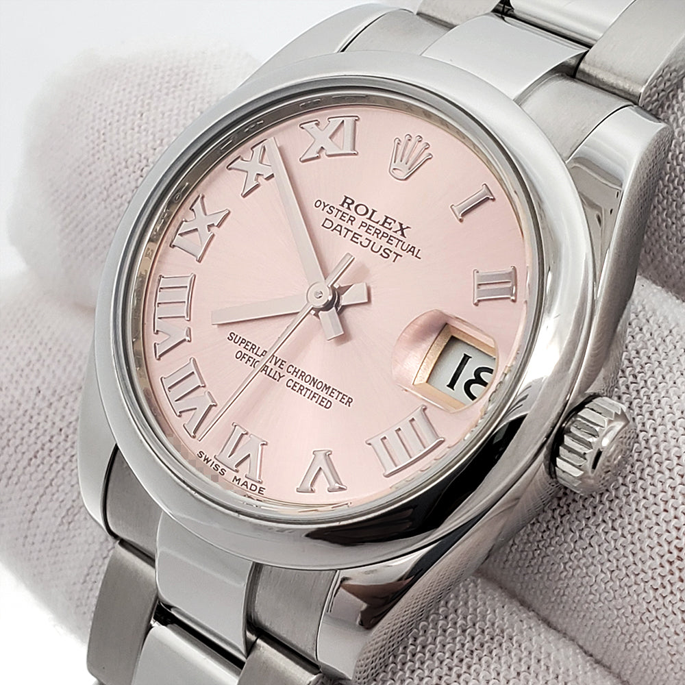 Rolex Datejust 31mm Pink Roman Steel Oyster Watch - 178240