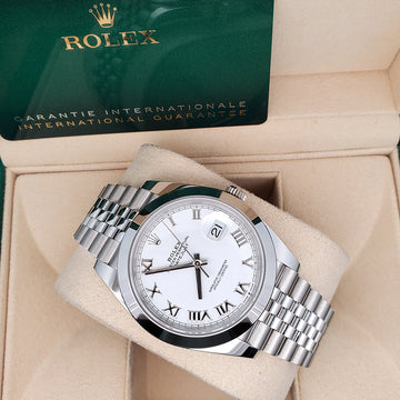 2022 Rolex Datejust 41 126300 White Roman Jubilee Watch Box Papers