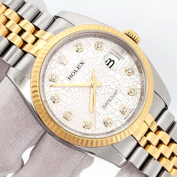 2015 Rolex Datejust 36mm 116233 Silver Jubilee Diamond Dial 2-tone Yellow Gold/Steel Watch Papers