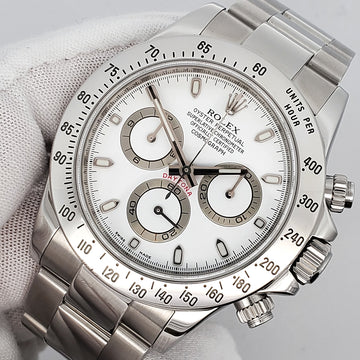 Rolex Cosmograph Daytona 40mm White Steel Oyster Watch 116520 Box Papers