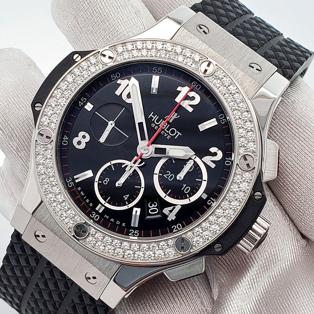 Hublot Big Bang Factory Diamond Chronograph 44mm Steel Watch 301.SX.130.RX.114 Box Papers