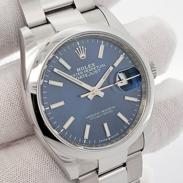 Rolex Datejust 36mm 126200 Blue Index Dial Steel Oyster Watch 2021 Box Papers