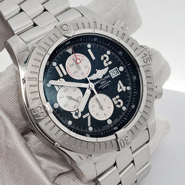 Breitling Super Avenger Chronograph 48mm Black Dial Stainless Steel Watch A13370 Box Papers