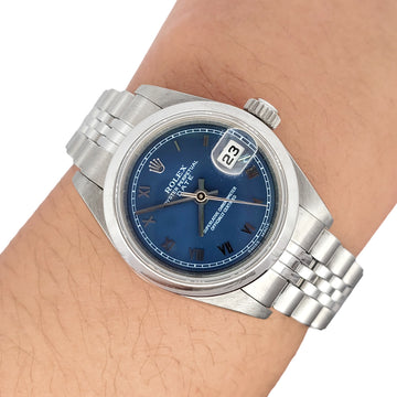 Rolex Oyster Perpetual Lady Date 26mm 69160 Blue Roman Dial Steel Jubilee Watch