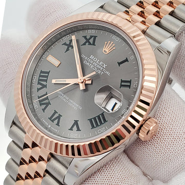 Unworn 2023 Rolex Datejust 41 Wimbledon Dial 2-tone Rose Gold/Steel Jubilee Watch 126331 Box Papers