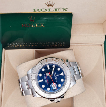 2022 Unworn Rolex Yacht-Master 40mm Blue Platinum/Steel Watch 126622 Box Papers