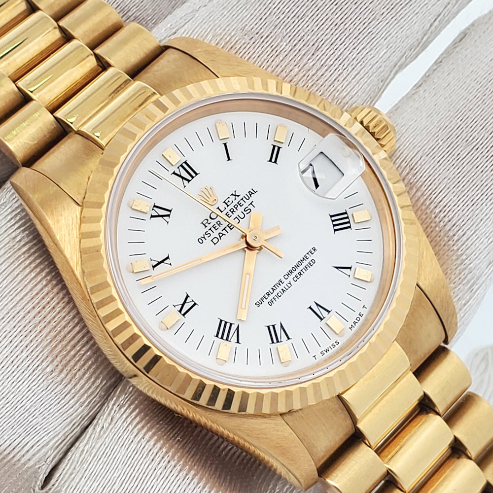 Rolex President White Roman 31mm Yellow Gold 68278 Watch Box Papers