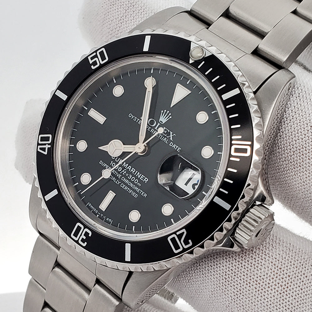 Buy Rolex Submariner Date 40mm Black Dial Steel Watch - 16610