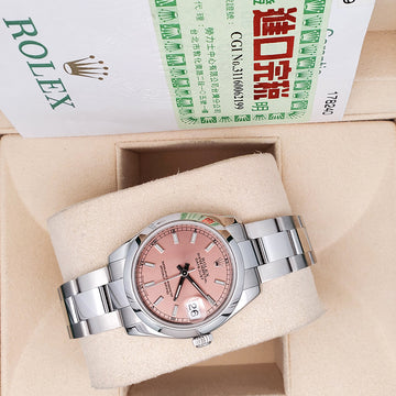 Rolex Datejust 31mm Salmon Index Steel Oyster Watch 178240 Box Papers