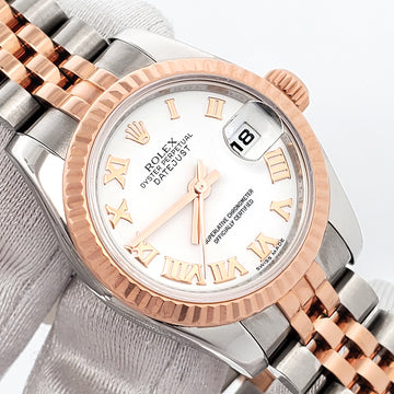 Rolex Datejust 26mm 2-Tone Rose Gold/Steel White Roman Dial 179171 Ladies Watch Box/Apr