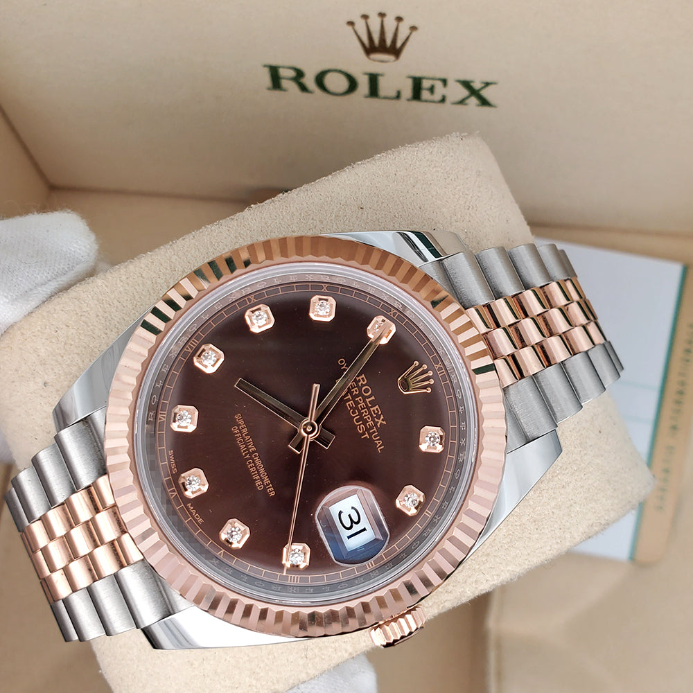 Rolex Datejust 41 126331 Factory Diamond Dial 2-tone Rose Gold/Steel Jubilee Watch Box Papers