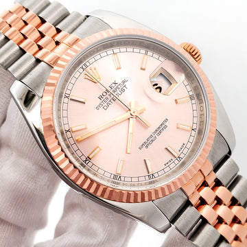 2012 Rolex Datejust Pink Index 2-tone Rose Gold/Steel Jubilee 36mm Watch 116231 Box Papers