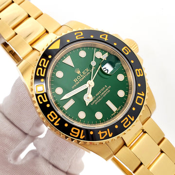 2019 Rolex GMT-Master II Green Dial 116718LN Yellow Gold 40mm Watch Box Papers