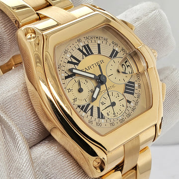 Cartier Roadster XL Chronograph 43mm Champagne Dial 18K Yellow Gold Watch 2619