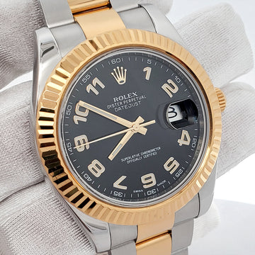 Rolex Datejust II 41mm 116333 Black Arabic Dial 2-tone Watch Box Papers