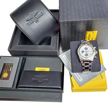 Breitling Avenger II Chronograph Limited Edition 43mm White Dial Steel Watch A13381 Box Papers