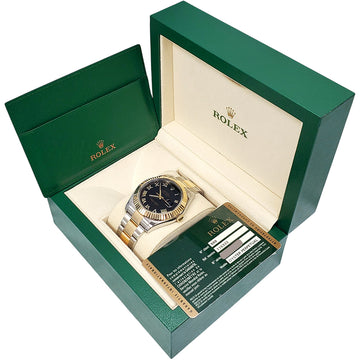 2013 Rolex Datejust II Black Roman Dial 2-Tone Yellow Gold/Steel 41mm Watch 116333 Box Papers