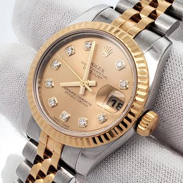 Rolex Datejust 26mm Factory Champagne Diamond Dial 2-tone Yellow/Gold Jubilee Watch 179173 Box Papers