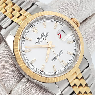Rolex Datejust 36mm 116233 White Index 2-tone Yellow Gold/Steel Jubilee Watch Box Papers