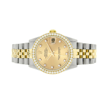 Rolex Datejust 2-tone 31mm 68273 Champagne Diamond Dial Watch With 0.95ct Diamond Bezel