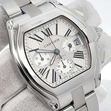 Cartier Roadster XL Chronograph 43mm Silver Roman Dial Steel Mens Watch W62020X6 2618