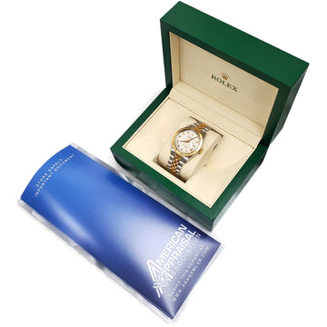 1980 Rolex Datejust Cream Pyramid Dial Thunderbird Turnograph Yellow Gold/Steel 36mm Watch 16253 Box/Appraisal