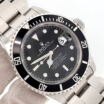 Rolex Submariner Date 16610 40mm Engraved Rehaut Steel Watch Box Papers