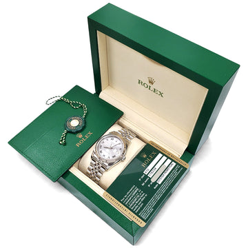 2013 Rolex Datejust Silver Roman White Gold Fluted Bezel Steel Jubilee 36mm Watch 116234 Box Papers
