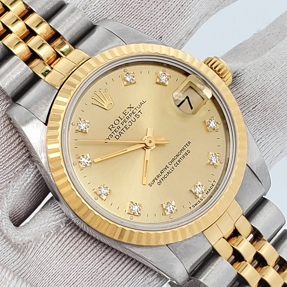 Rolex Datejust 31mm 2-Tone Factory Champagne Diamond Dial Jubilee Watch 68273