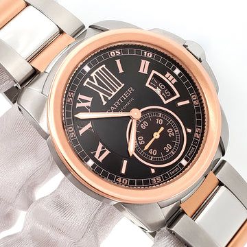 Cartier Calibre Chocolate Roman Dial 2-tone Rose Gold/Steel 42mm Watch W7100036 3389