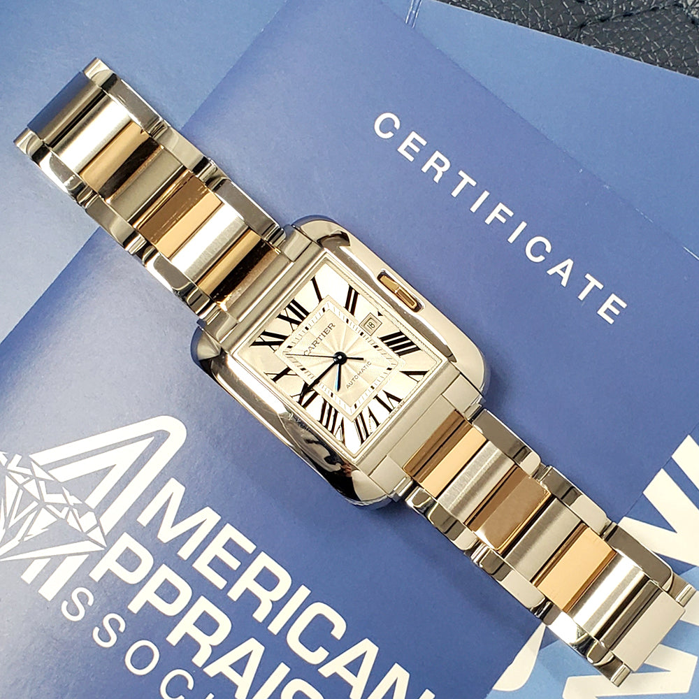 Cartier Tank Anglaise Large Silver Roman Dial 2-Tone Rose Gold/Steel 39.2 x 29.8 mm Watch 3511 W5310007