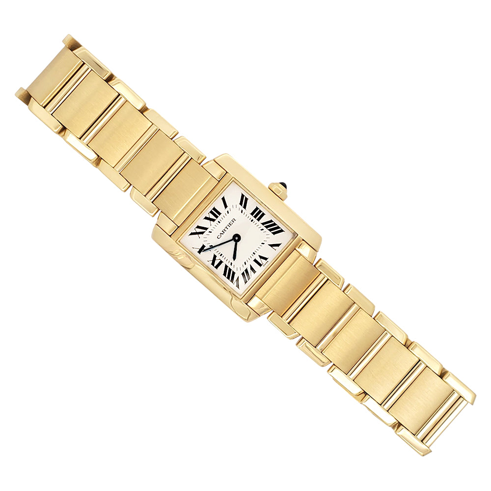 Cartier Tank Francaise Midsize 25mm Yellow Gold Roman Ladies Watch W50003N2 1821 Travel Box/Booklet