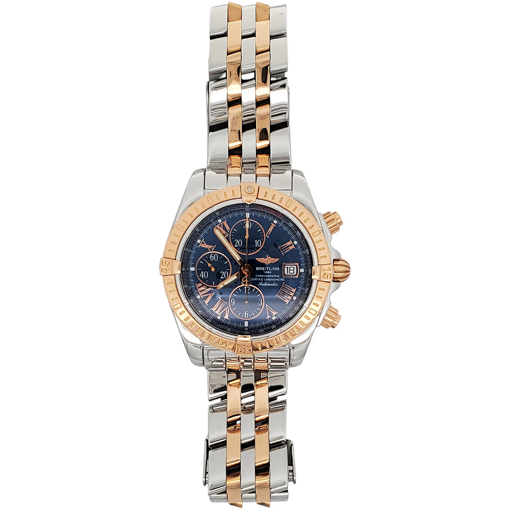 Breitling Chronomat Evolution 2-Tone Rose Gold/Steel Blue Dial 44mm Watch C13356