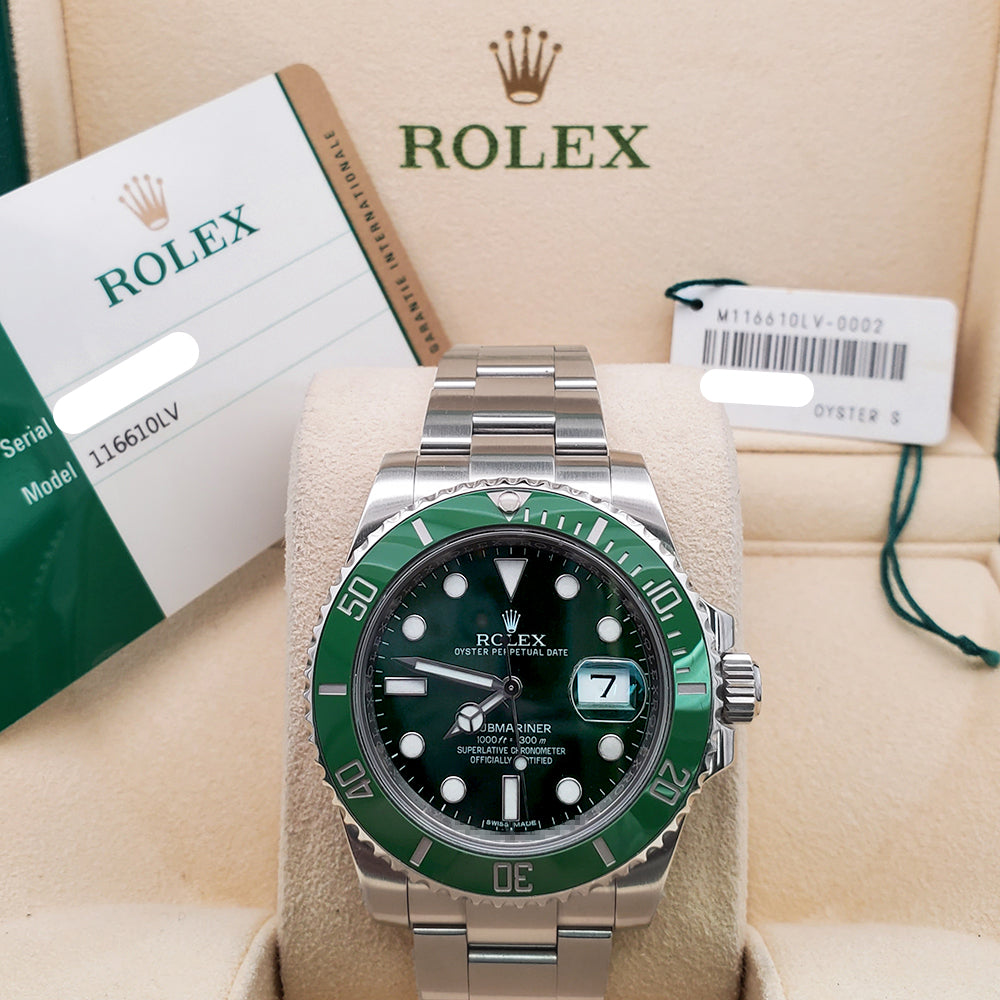 2016 Rolex Submariner "Hulk" Green 40mm Stainless Steel Watch 116610LV Box/Papers/Tag