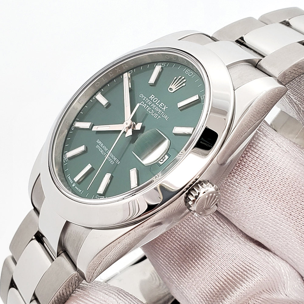 Rolex Datejust 41 126300 Green Index Dial Steel Oyster Watch Box/Apr