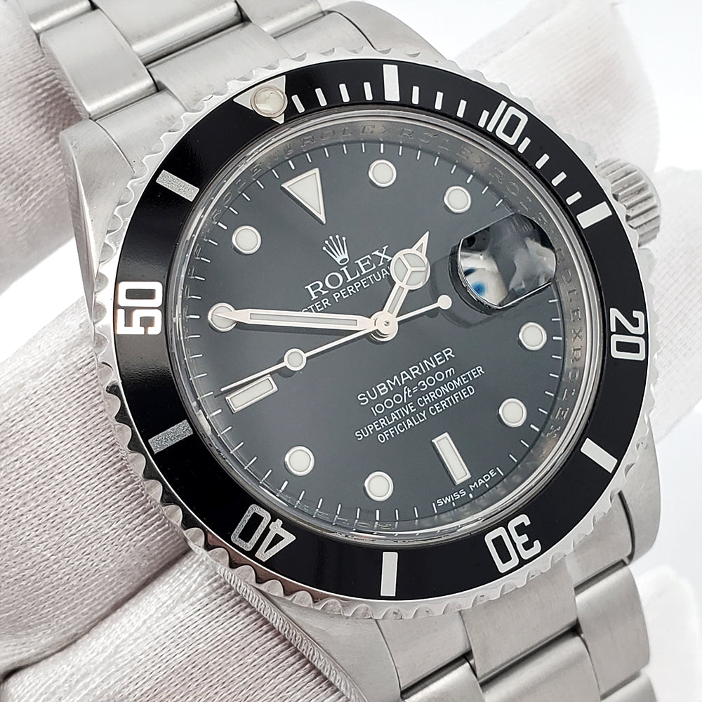 Rolex Submariner Date 16610 40mm Black Dial Steel Watch Box Papers