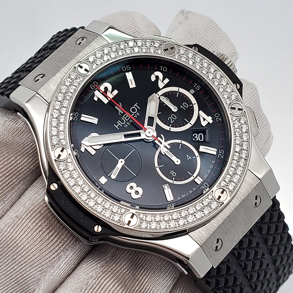 Hublot Big Bang Factory Diamond Chronograph 44mm Steel Watch 301.SX.130.RX.114 Box Papers