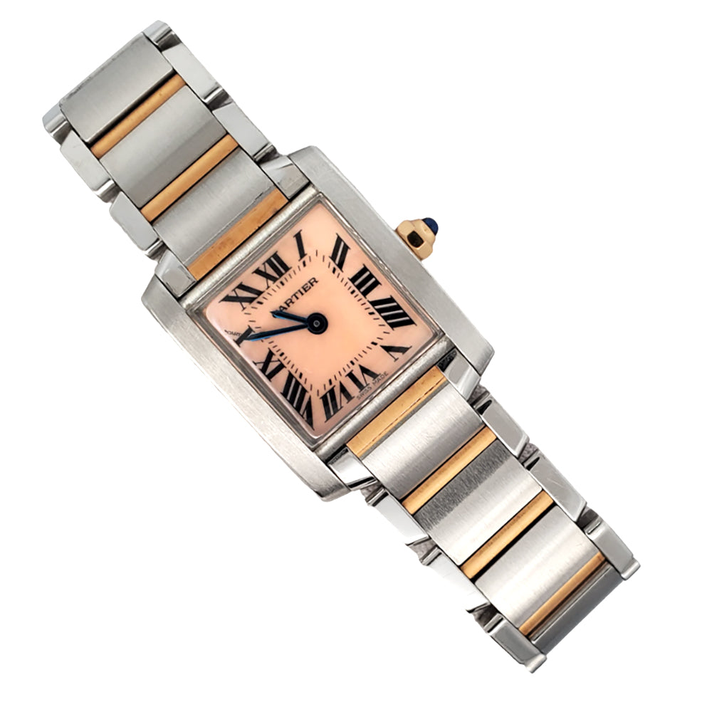 Cartier Tank Francaise 20mm Pink Mother of Pearl 2-tone Yellow Gold/Steel Watch 2384 W51007Q4