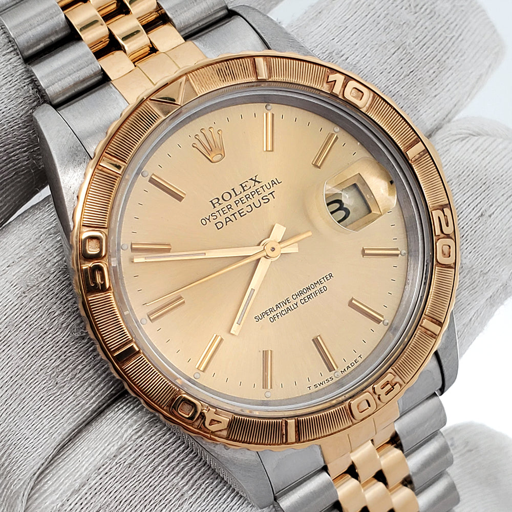 Rolex Datejust Turnograph 36mm Champagne Index Jubilee Yellow Gold/Steel Watch 16263