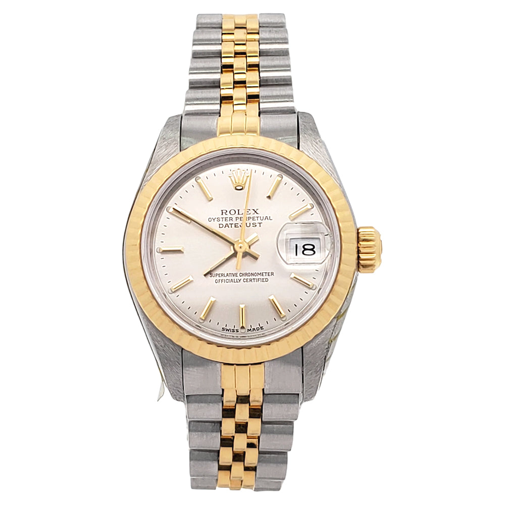 Rolex Datejust Silver Index 2-Tone Yellow Gold/Steel Jubilee 26mm Watch 69173