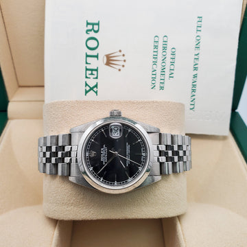 Rolex Datejust 31mm Midsize 78240 Black Dial Stainless Steel Jubilee Watch Box Papers